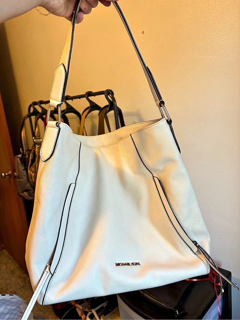 Michael Kors Nolita Large Hobo Shoulder Bag in White